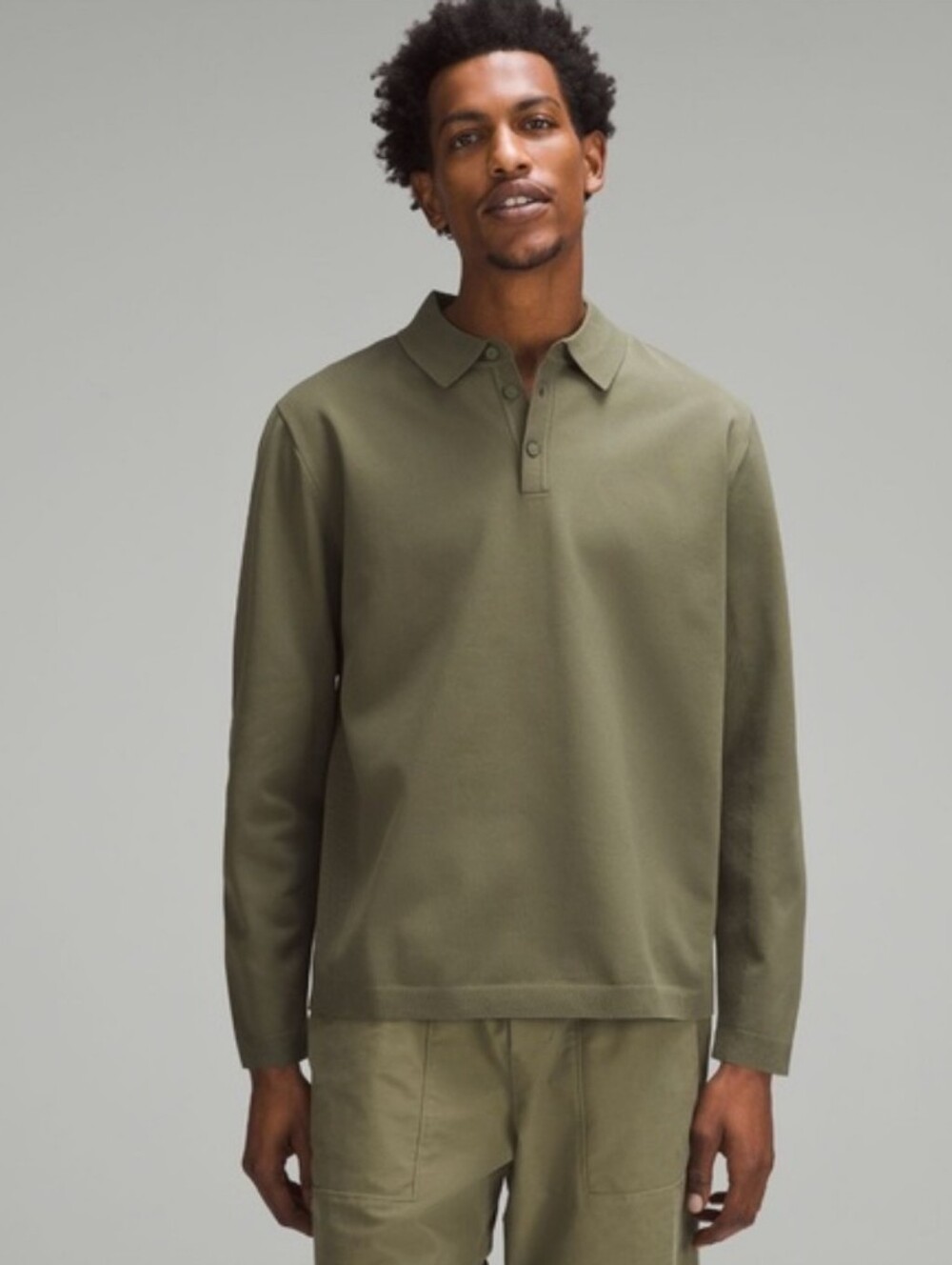 Lululemon Lightweight Knit Long Sleeve Polo in Medium Olive Men’s Size XL NWT
